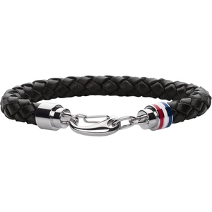 Tommy Hilfiger Mens Black Leather Bracelet 2700510