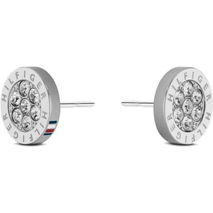 Tommy Hilfiger Stainless Steel Logo Crystal Stud Earrings
