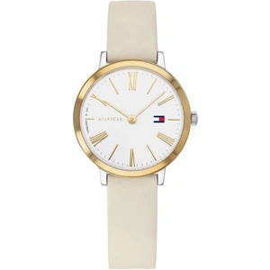 Tommy Hilfiger Project Z Stainless Steel Two Tone White Dial Beige Leather Strap Watch 1782051