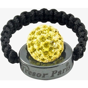 Tresor Paris Le Castel Yellow Crystal Black Cord Ring 015383