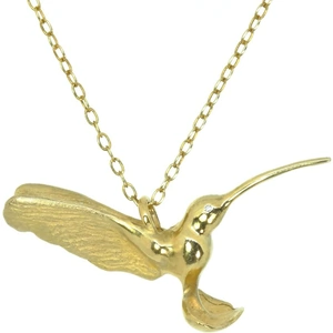 Tsu-Lin, London 9kt Yellow Gold Plated Hummingbird Pendant with Diamond