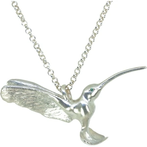 Tsu-Lin, London Sterling Silver Hummingbird Pendant with Emerald