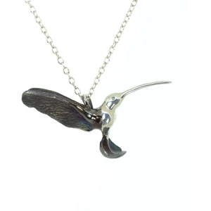 Tsu-Lin, London Black Rhodium Plated Hummingbird Pendant with Diamond