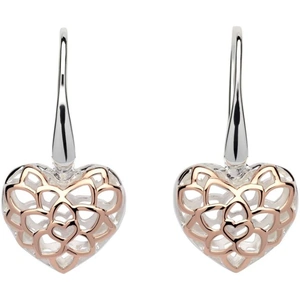 Ladies Unique & Co Sterling Silver Filigree Heart Drop Earrings