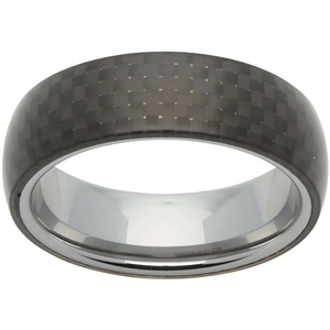 Mens Unique & Co Base metal 7mm Tungsten Carbide and Carbon Fibre Ring Size S