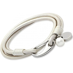 Ladies Unique & Co Stainless Steel Pearl Leather Bracelet