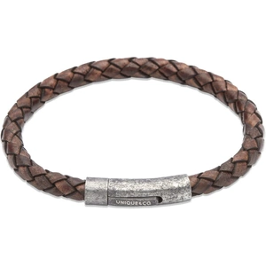 Unique Stainless Steel Brown Aged Leather 21cm Bracelet B322ADB/21CM
