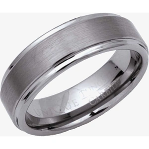 Unique Mens Tungsten Carbide 7mm Brushed and Polished Bevelled Ring TUR-3-64
