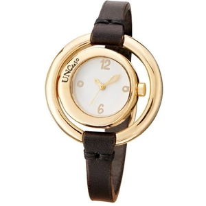 UNOde50 ' Time After Time' White Dial Gold Plated Brown Leather Strap Watch REL0143BLNMAR0U