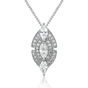 V Jewellery Silver Marquise Pendant 3052
