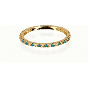 Venu J Collection 18kt Gold Vermeil Ring with Turquoise and White Topaz - Extra Large