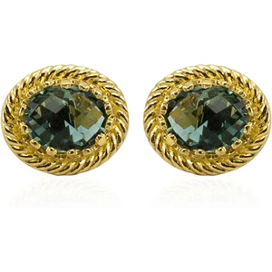 Vintouch Italy 18kt Gold Plated Silver Luccichio Green Agate Earrings