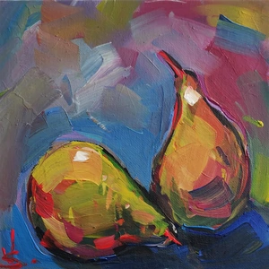 Vivek.contemporary Fauvist Pears Oil Painting