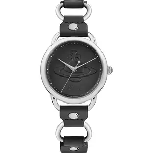 Watchnation Vivienne Westwood Carnaby Quartz Black Dial Black Leather Strap Ladies Watch VV163BKSL