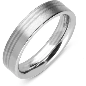 Platinum Three Stripe Engraved Wedding Ring - T