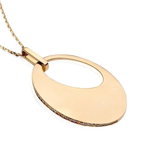 Xavier Civera Rose Gold Diamond Oval Pendant Necklace