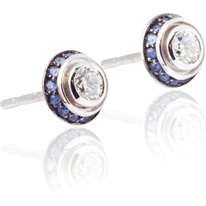 Xavier Civera White Gold Diamond Dome and Sapphire Earrings