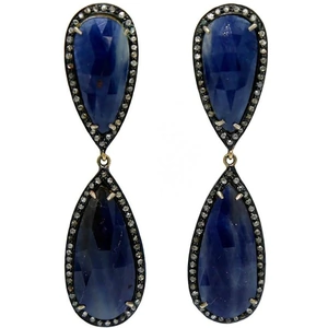 Zeina Nassar Jewelry Ruthenium Plated Imperial Sapphire Earrings